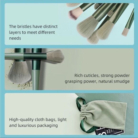 13 Piece Makeup Brush Set Utensils Applicators NWT - Picture 2 of 4